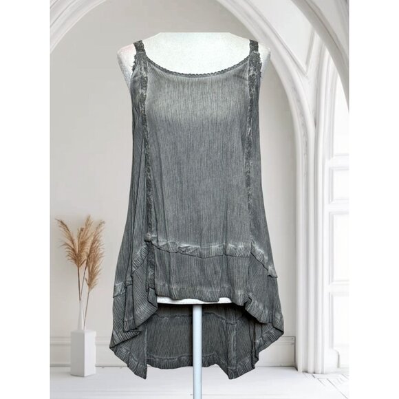 NEW Knox Rose Womens Size S Gray Tiered Sleeveless Top Boho Peasant Beach Summer - Picture 2 of 7